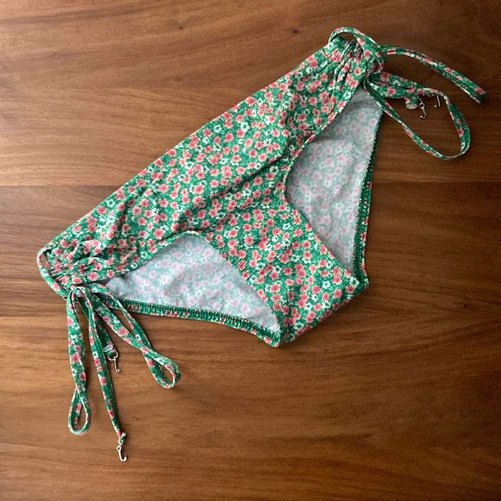 Juicy couture floral green and pink bikini swimsuit bottom sz petite y2k